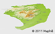 Physical Panoramic Map of Karbi Anglong (Diphu), single color outside