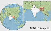 Savanna Style Location Map of Assam, highlighted country, within the entire country