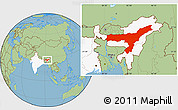 Savanna Style Location Map of Assam, highlighted country