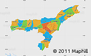 Political Map of Assam, single color outside