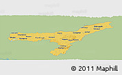 Savanna Style Panoramic Map of Assam, single color outside