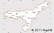 Classic Style Simple Map of Assam, cropped outside