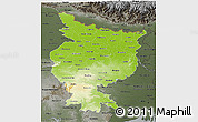 Physical 3D Map of Bihar, darken, semi-desaturated
