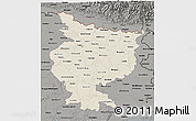 Shaded Relief 3D Map of Bihar, darken, semi-desaturated