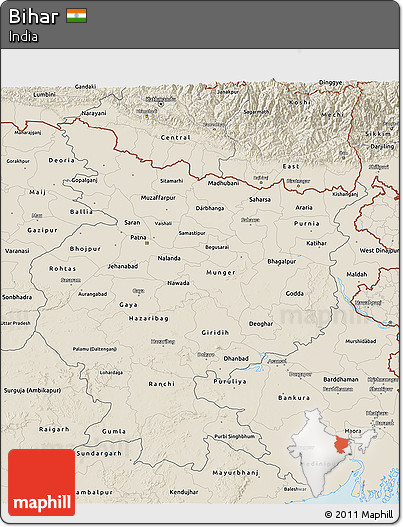 Shaded Relief 3D Map of Bihar