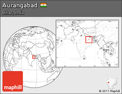 Blank Location Map of Aurangabad, within the entire country