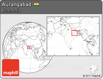 Blank Location Map of Aurangabad, within the entire country