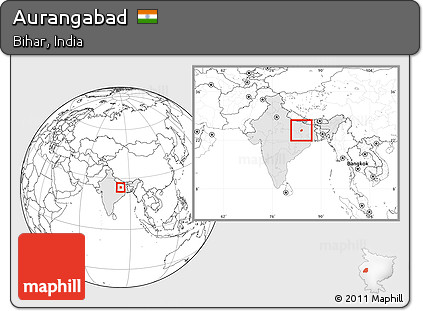 Blank Location Map of Aurangabad, highlighted country, within the entire country