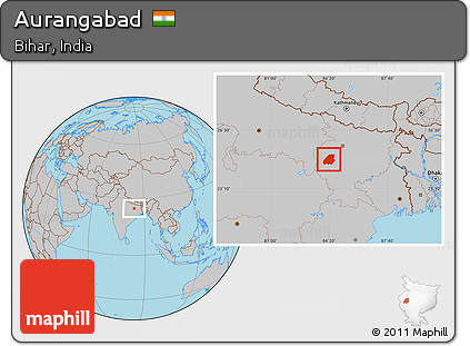 Gray Location Map of Aurangabad