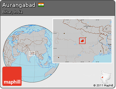 Gray Location Map of Aurangabad
