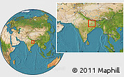 Satellite Location Map of Aurangabad, within the entire country