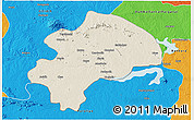 Shaded Relief 3D Map of Dhanbad, political outside