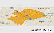 Political Panoramic Map of Dhanbad, shaded relief outside