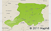 Physical 3D Map of Gaya, shaded relief outside
