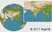 Satellite Location Map of Jehanabad, within the entire country
