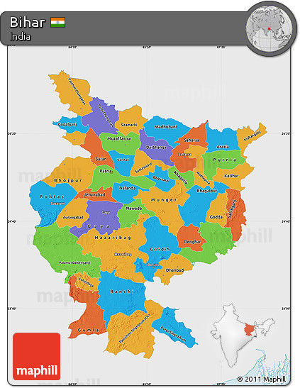 Political Map of Bihar, single color outside