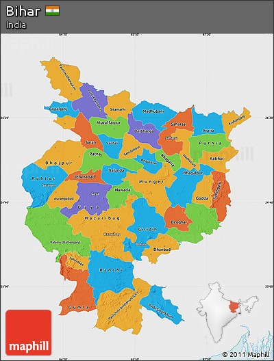 Political Map of Bihar, single color outside