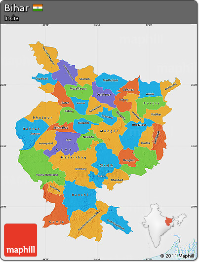 Political Map of Bihar, single color outside