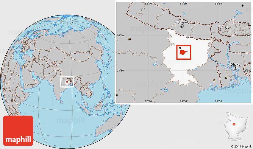 Nalanda In India Map Gray Location Map Of Nalanda, Highlighted Parent Region