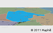 Political Panoramic Map of Nalanda, semi-desaturated