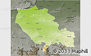 Physical 3D Map of Palamu (Daltenganj), darken, semi-desaturated