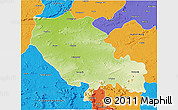 Physical 3D Map of Palamu (Daltenganj), political outside