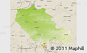 Physical 3D Map of Palamu (Daltenganj), shaded relief outside