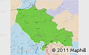 Political 3D Map of Palamu (Daltenganj), lighten