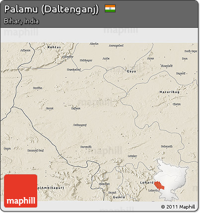 Shaded Relief 3D Map of Palamu (Daltenganj)