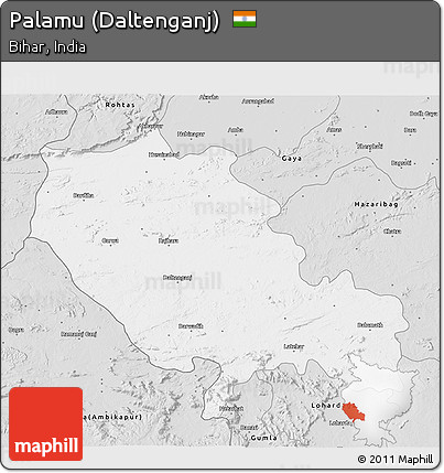 Silver Style 3D Map of Palamu (Daltenganj)
