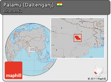 Gray Location Map of Palamu (Daltenganj)