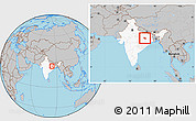 Gray Location Map of Palamu (Daltenganj), highlighted country, within the entire country