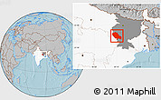 Gray Location Map of Palamu (Daltenganj), highlighted country, highlighted parent region, hill shading