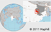 Gray Location Map of Palamu (Daltenganj), highlighted country, highlighted parent region