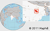Gray Location Map of Palamu (Daltenganj), highlighted country