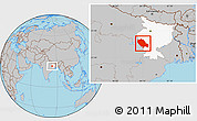 Gray Location Map of Palamu (Daltenganj), highlighted parent region