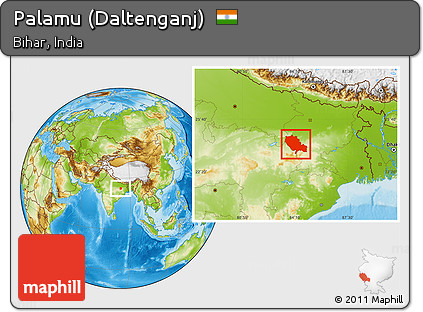 Physical Location Map of Palamu (Daltenganj)