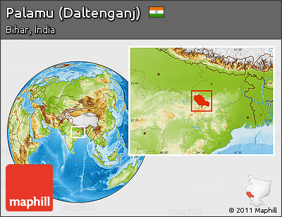 Physical Location Map of Palamu (Daltenganj)