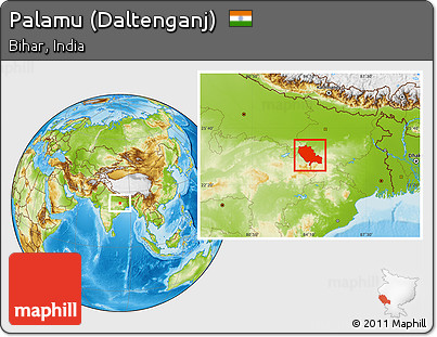 Physical Location Map of Palamu (Daltenganj)