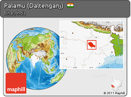 Physical Location Map of Palamu (Daltenganj), highlighted country