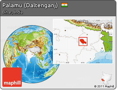 Physical Location Map of Palamu (Daltenganj), highlighted country