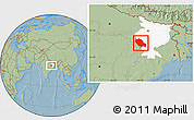 Savanna Style Location Map of Palamu (Daltenganj), highlighted parent region, hill shading