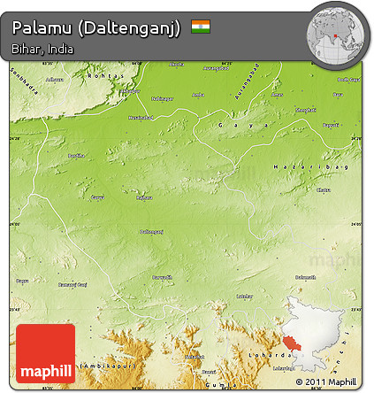 Physical Map of Palamu (Daltenganj)