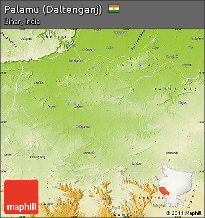 Physical Map of Palamu (Daltenganj)