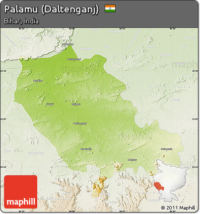 Physical Map of Palamu (Daltenganj), lighten