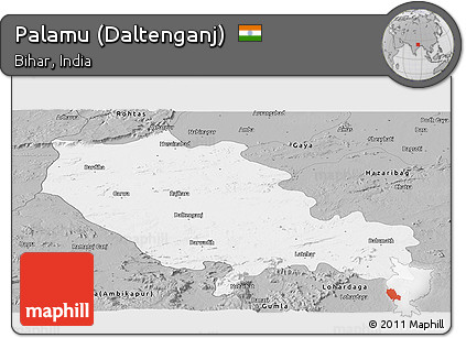 Gray Panoramic Map of Palamu (Daltenganj)