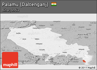 Gray Panoramic Map of Palamu (Daltenganj)