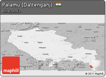 Gray Panoramic Map of Palamu (Daltenganj)