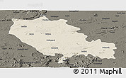 Shaded Relief Panoramic Map of Palamu (Daltenganj), darken