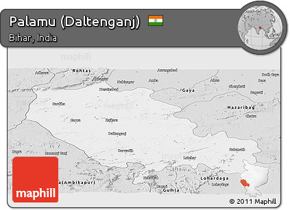 Silver Style Panoramic Map of Palamu (Daltenganj)